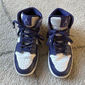Air Jordan’s purple and white.